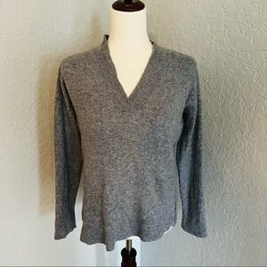 Benedetta B Merino Wool & Cashmere Italian V-Neck Sweater, Gray, Size Medium
